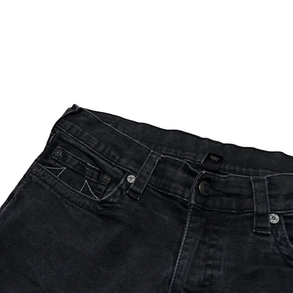 True Religion Men's Geno Relaxed Slim Jeans Faded Black Size 36 x 33